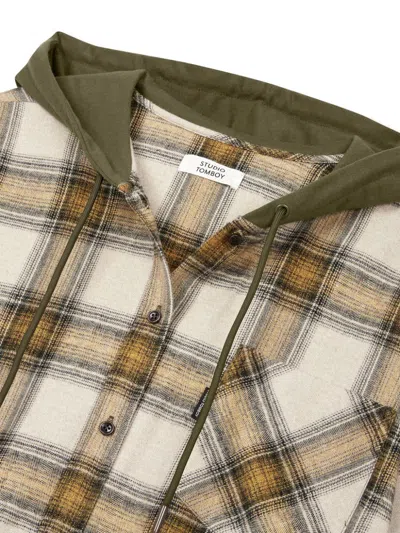 Studio Tomboy Checked Hoodie In Neutrals