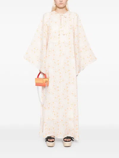 Bambah Yellow Daisy Moza Kaftan In White