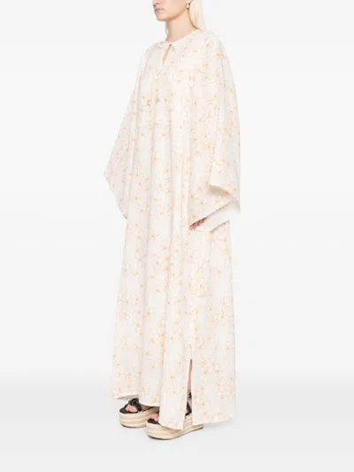 Bambah Yellow Daisy Moza Kaftan In White