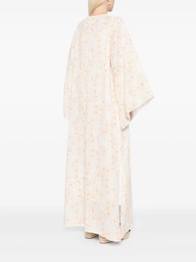 Bambah Yellow Daisy Moza Kaftan In White