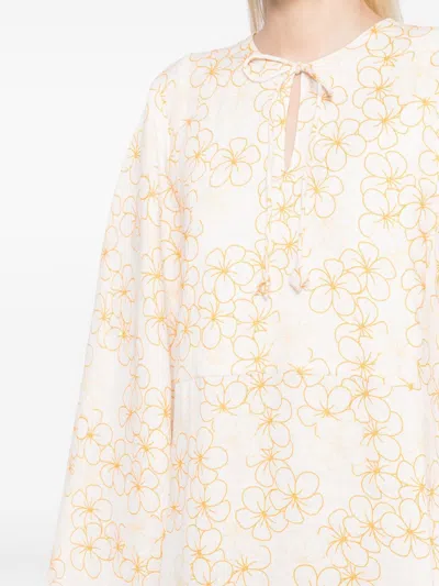 Bambah Yellow Daisy Moza Kaftan In White