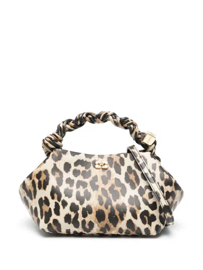 Ganni Bou Handbag With Leopard Print In Brown