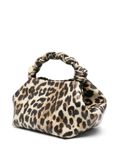 Ganni Bou Handbag With Leopard Print In Brown