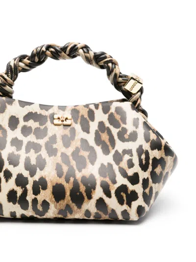 Ganni Bou Handbag With Leopard Print In Brown