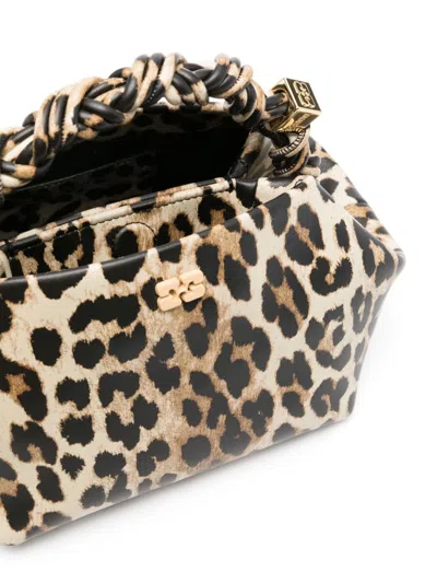 Ganni Bou Handbag With Leopard Print In Brown