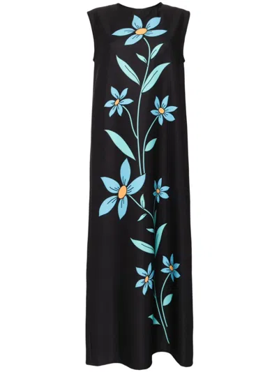 Bambah Black Hibiscus Sleeveless Dress In Black