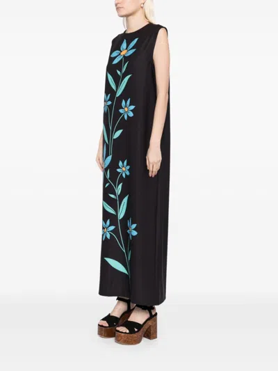 Bambah Black Hibiscus Sleeveless Dress In Black