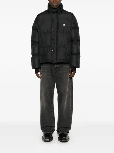 Courrèges Logo-embroidered Puffer Jacket In Black