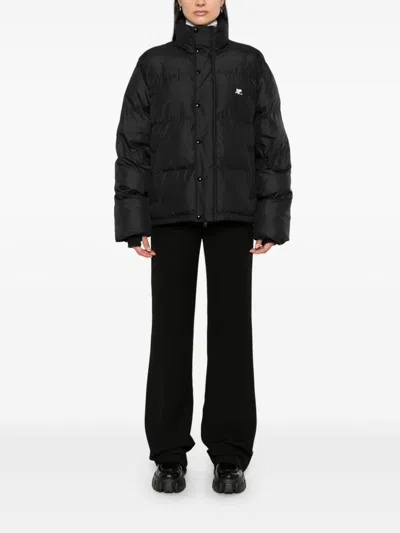 Courrèges Logo-embroidered Puffer Jacket In Black