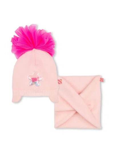 Billieblush Pompom-detail Beanie And Snood Set In Pink