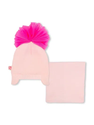 Billieblush Pompom-detail Beanie And Snood Set In Pink
