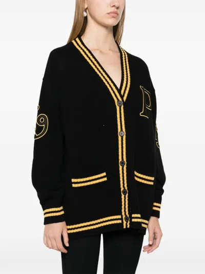 Shop Prada Logo-patch Cardigan In Black