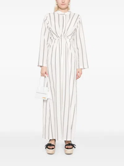 Bambah Black Striped Tie String Kaftan In Neutrals