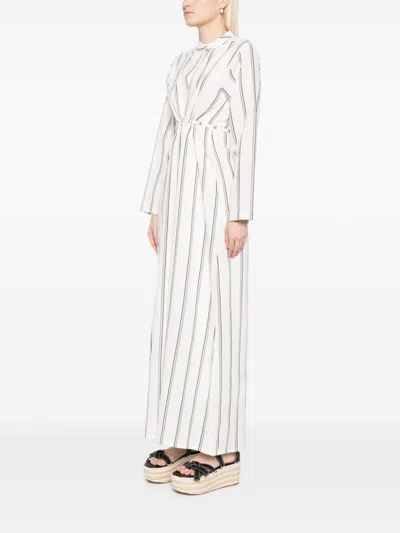 Bambah Black Striped Tie String Kaftan In Neutrals