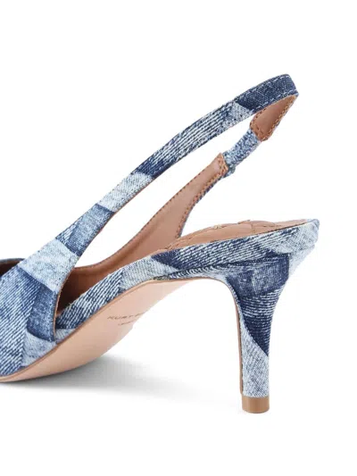 Kurt Geiger Womens Belgravia Eagle-embellished Heeled Denim Slingbacks In Blue
