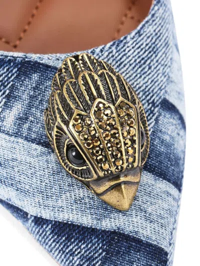 Kurt Geiger Womens Belgravia Eagle-embellished Heeled Denim Slingbacks In Blue