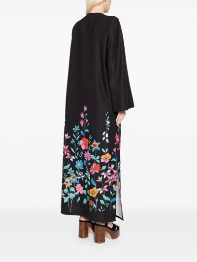 Bambah Black Hibiscus Moza Kaftan In Black