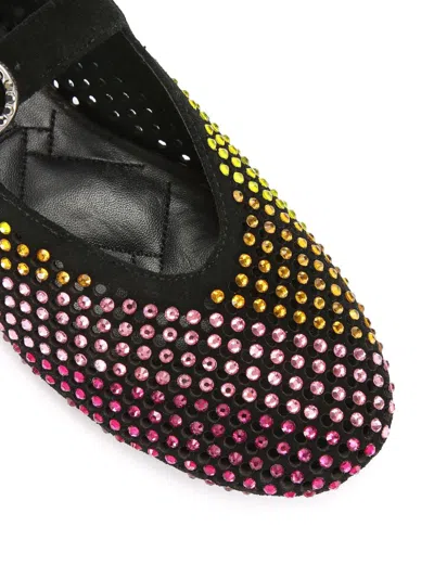 Kurt Geiger Womens Black/comb Mayfair Crystal-embellished Suede Ballet Flats Eur 37 / 4 Uk In Black
