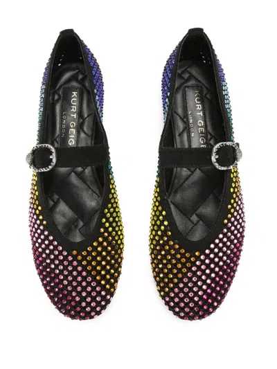 Kurt Geiger Womens Black/comb Mayfair Crystal-embellished Suede Ballet Flats Eur 37 / 4 Uk In Black