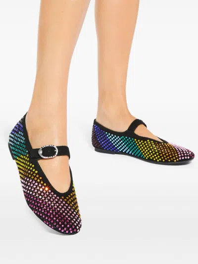 Kurt Geiger Womens Black/comb Mayfair Crystal-embellished Suede Ballet Flats Eur 37 / 4 Uk In Black