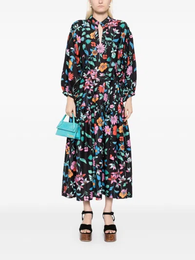 Bambah Black Hibiscus Gardenia Dress In Black