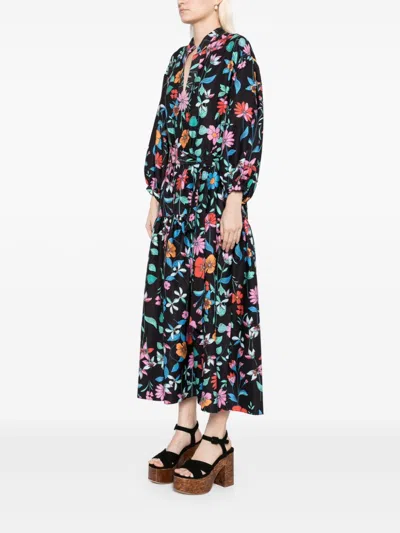 Bambah Black Hibiscus Gardenia Dress In Black