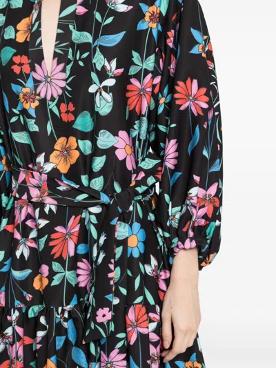 Bambah Black Hibiscus Gardenia Dress In Black