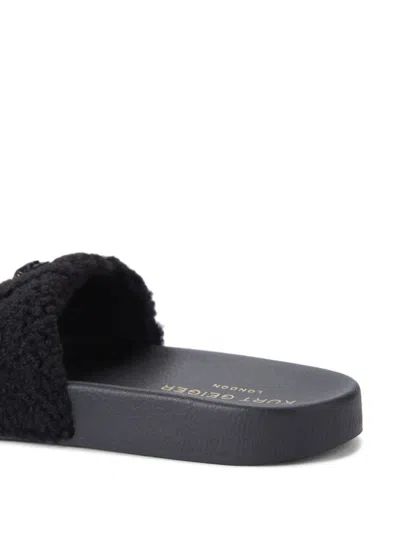 Shop Kurt Geiger Meena Teddy Slippers In Black