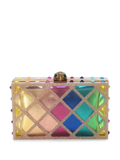 Kurt Geiger Crystal Quilt Box Clutch In Gold