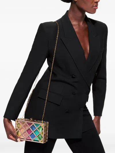 Kurt Geiger Crystal Quilt Box Clutch In Gold