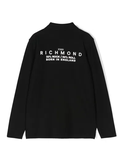 John Richmond Junior Logo-print Polo Shirt In Black