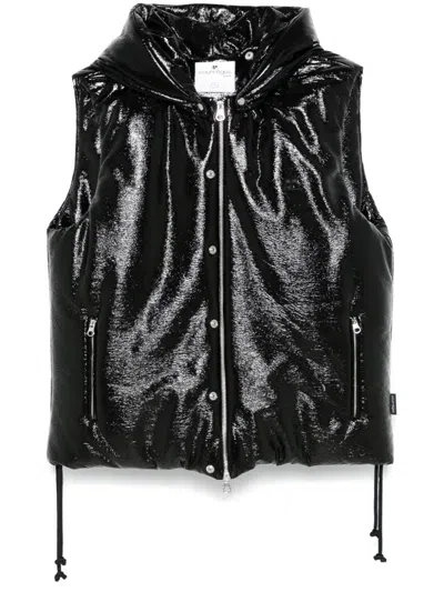 Shop Courrèges Vinyl Puffer Gilet In Black