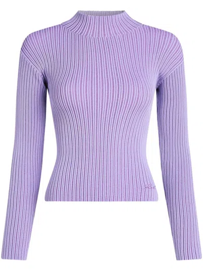Karl Lagerfeld Metallic Mock-neck Sweater In Purple