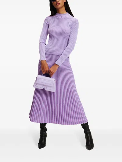 Karl Lagerfeld Metallic Mock-neck Sweater In Purple