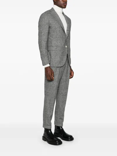 Eleventy Checkered Suit In Black
