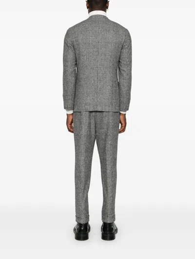 Eleventy Checkered Suit In Black