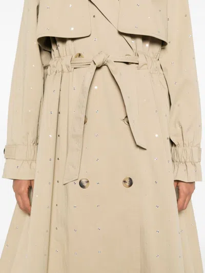 Shop Maje Studded Elasticed-waist Trench Coat In Neutrals