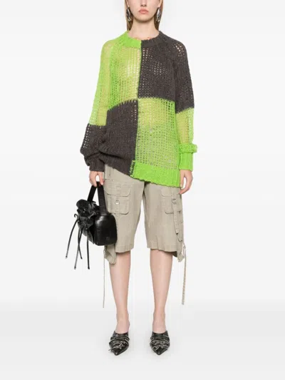 Acne Studios Check-pattern Sweater In Green