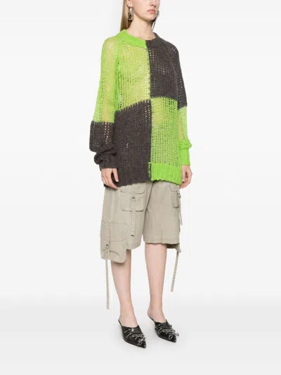 Acne Studios Check-pattern Sweater In Green