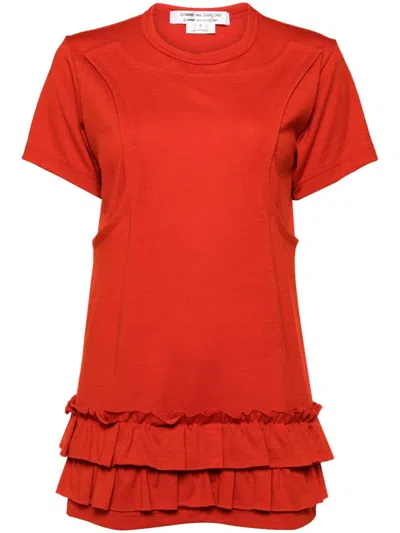 Comme Des Garçons Ruffled T-shirt In Red
