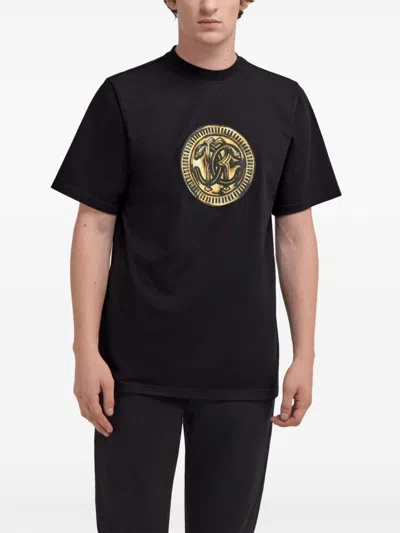 Roberto Cavalli Bandana-print Cotton T-shirt In Black