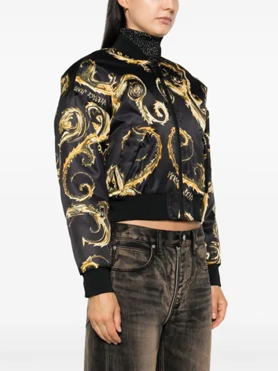 Versace Jeans Couture Barocco Bomber Jacet In Black