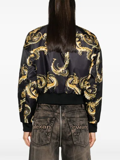 Versace Jeans Couture Barocco Bomber Jacet In Black