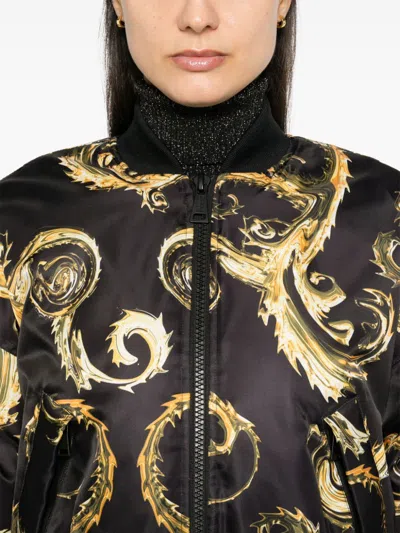 Versace Jeans Couture Barocco Bomber Jacet In Black