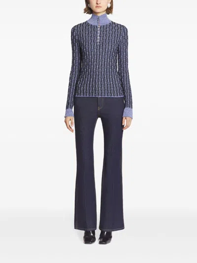 Lanvin Lurex Thread Turtleneck Jumper In Blue