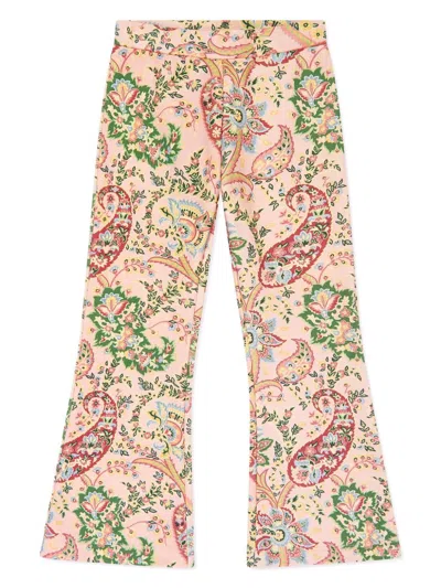 Etro Girl's Paisley-print Bootcut Trousers In Pink