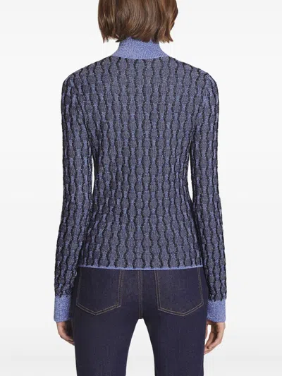 Lanvin Lurex Thread Turtleneck Jumper In Blue