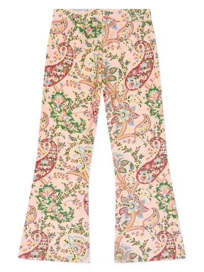 Etro Girl's Paisley-print Bootcut Trousers In Pink