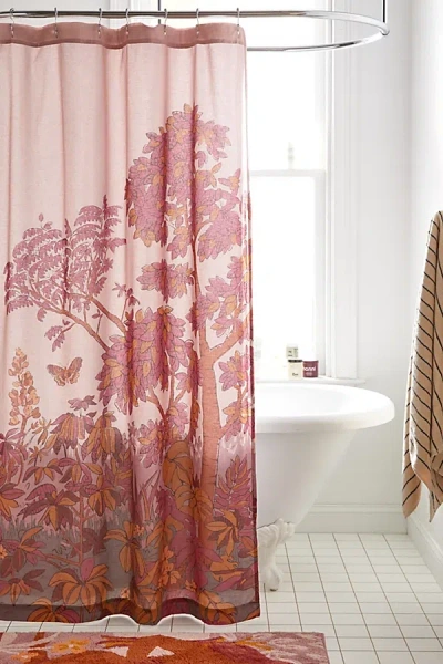 Urban Outfitters Kora Landscape Shower Curtain In Mauve At  In Mauve