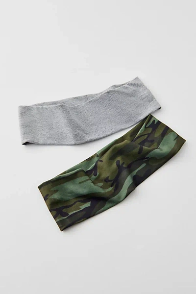 Shop Urban Outfitters Soft & Stretchy Wide Knit Headband Set In Camo/heather Grey, Women's At